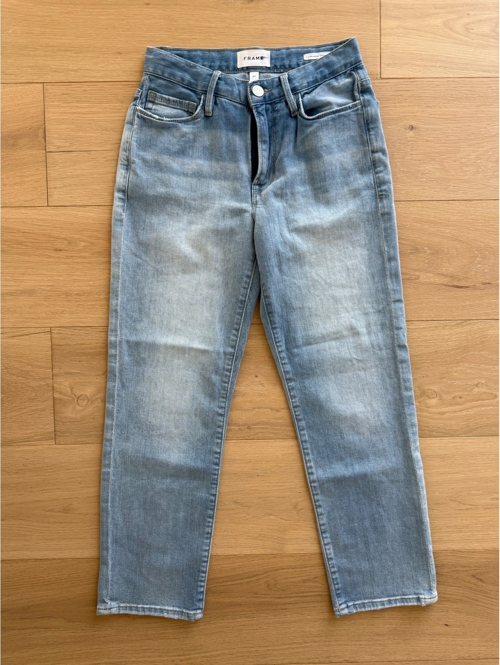 FRAME Le Nouveau Straight Jeans Size 27 Humphrey Blue High Rise Crop Stretch